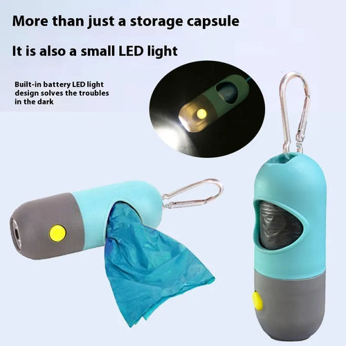 Waste bag dispenser clipped on leash