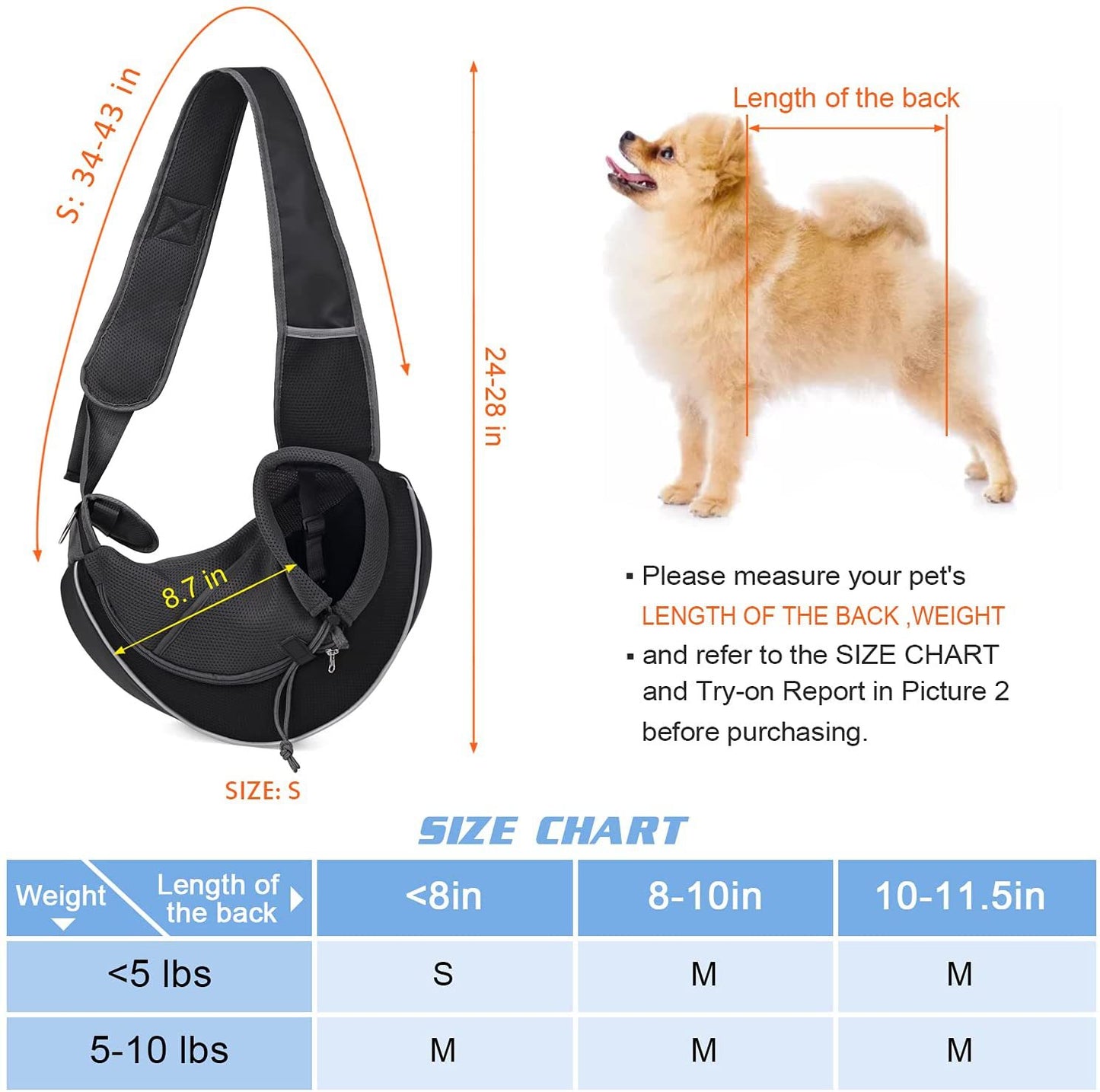 Portable Pet Sling Carrier Bag