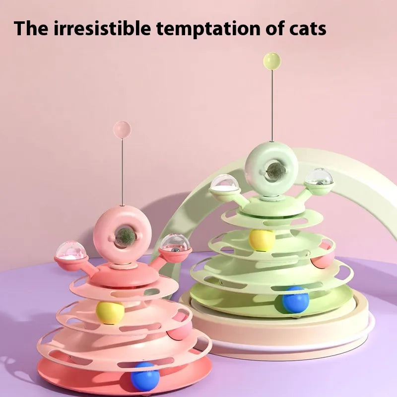 4-Level Cat Toy Tower Puzzle Track