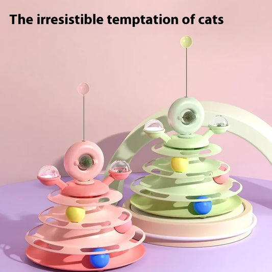 4-Level Cat Toy Tower Puzzle Track