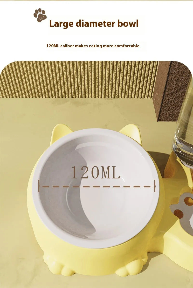 Pet drinking from automatic bowl