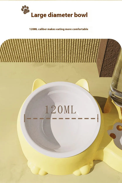 Pet drinking from automatic bowl