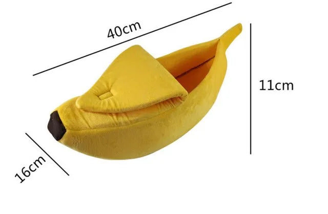 Pet sleeping in banana bed